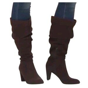 Hot In Hollywood NIB Chocolate Brown Suede Scrunch Knee High Boots Size 10M